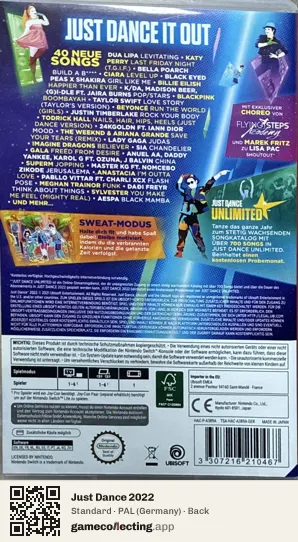 Just Dance 2022 Nintendo Switch, Germany box back