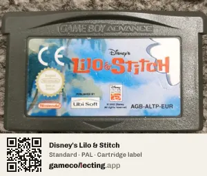Disney's Lilo & Stitch Game Boy Advance, PAL cartridge label