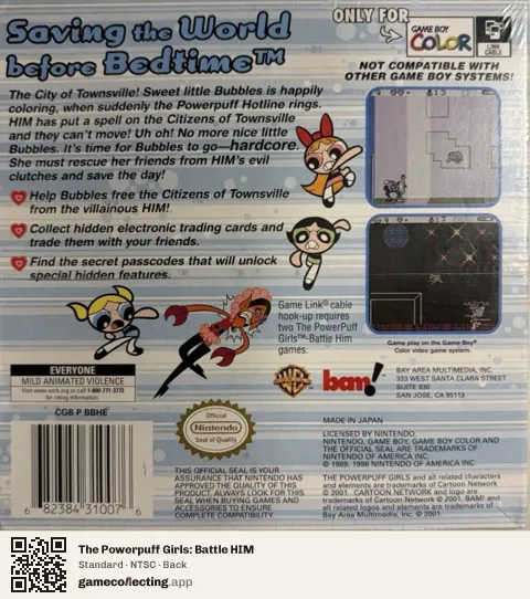 The Powerpuff Girls: Battle HIM Game Boy Color, NTSC box back