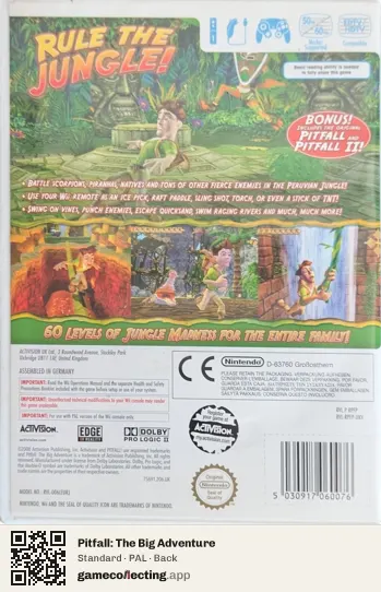 Pitfall: The Big Adventure Nintendo Wii, PAL box back