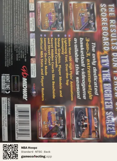 NBA Hoopz PlayStation, NTSC box back
