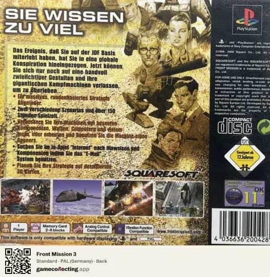 Front Mission 3 PlayStation, Germany box back