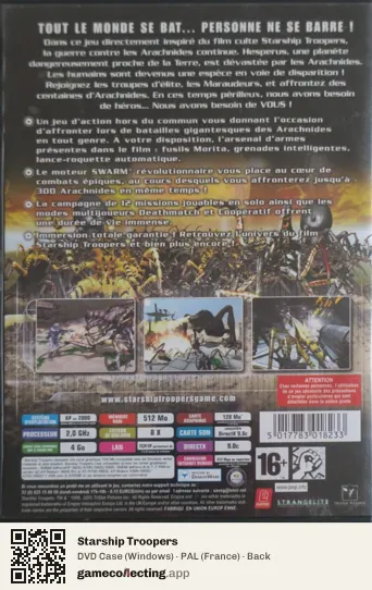 Starship Troopers Computer, France box back