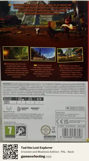 Tad the Lost Explorer Nintendo Switch, PAL box back
