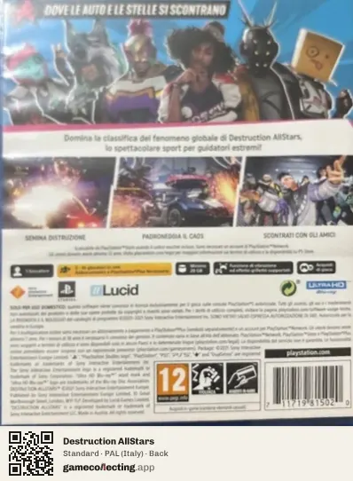 Destruction AllStars PlayStation 5, Italy box back