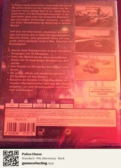 Police Chase PlayStation 4, Germany box back
