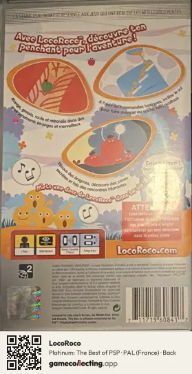 LocoRoco PlayStation Portable, France box back
