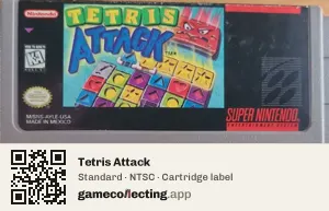 Tetris Attack Super Nintendo Entertainment System, NTSC cartridge label