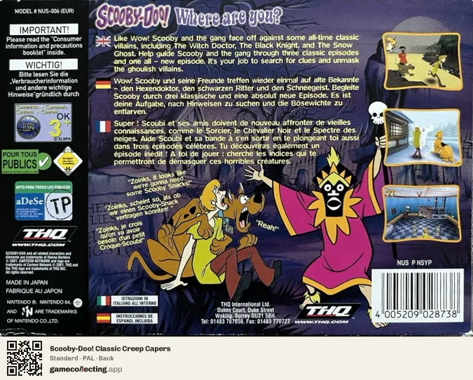 Scooby-Doo! Classic Creep Capers Nintendo 64, PAL box back