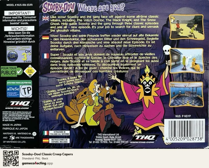 Scooby-Doo! Classic Creep Capers Nintendo 64, PAL box back