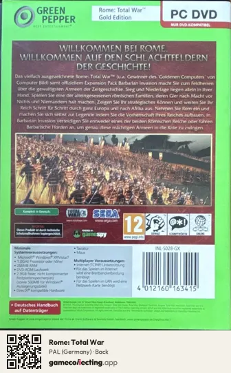 Rome: Total War Computer, Germany box back