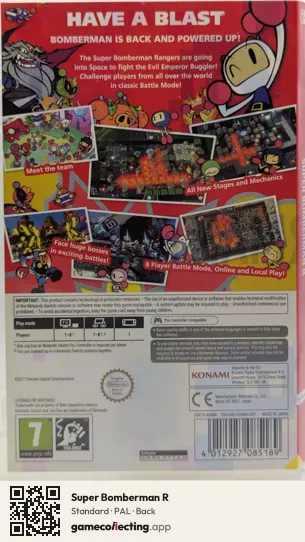 Super Bomberman R Nintendo Switch, PAL box back