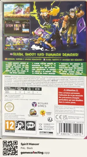 Spirit Mancer Nintendo Switch, PAL box back