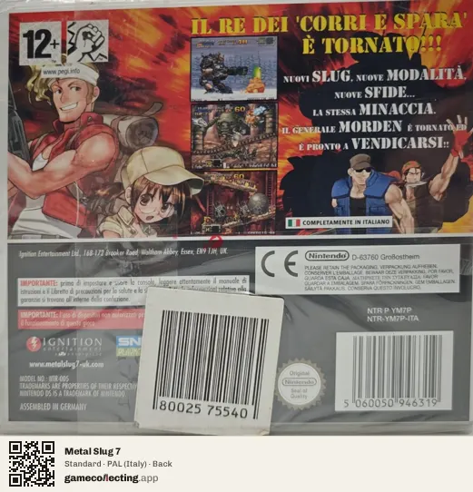 Metal Slug 7 Nintendo DS, Italy box back