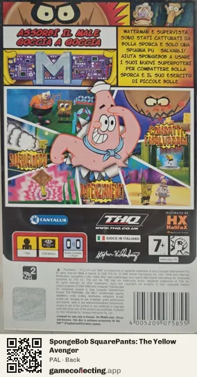 SpongeBob SquarePants: The Yellow Avenger PlayStation Portable, PAL box back