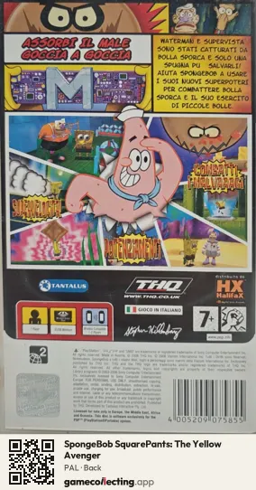 SpongeBob SquarePants: The Yellow Avenger PlayStation Portable, PAL box back