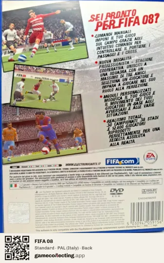 FIFA 08 PlayStation 2, Italy box back