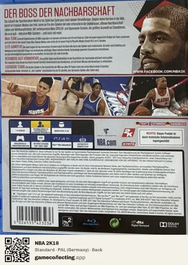 NBA 2K18 PlayStation 4, Germany box back