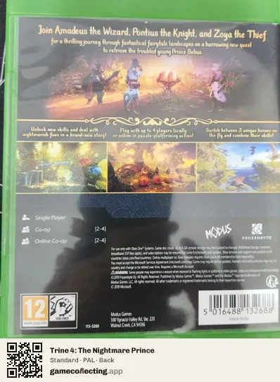 Trine 4: The Nightmare Prince Xbox One, PAL box back