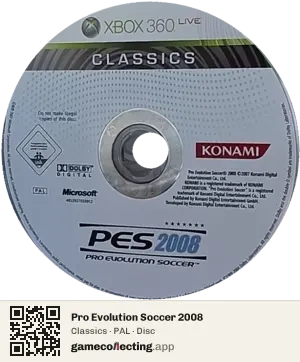 Pro Evolution Soccer 2008 Xbox 360, PAL disc
