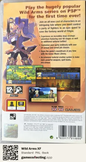 Wild Arms XF PlayStation Portable, PAL box back