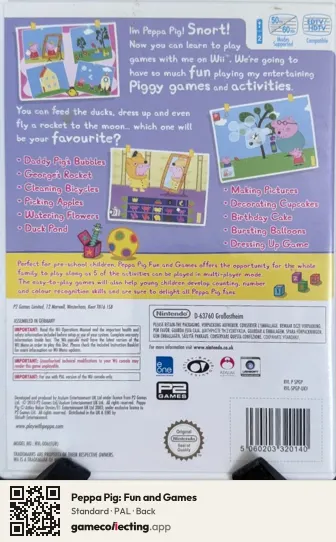 Peppa Pig: Fun and Games Nintendo Wii, PAL box back