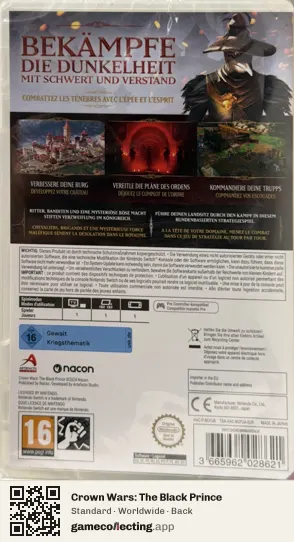 Crown Wars: The Black Prince Nintendo Switch, Worldwide box back