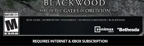 The Elder Scrolls Online Collection: Blackwood, the ESRB box on its front