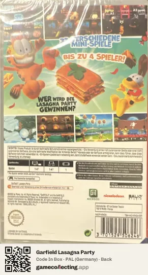 Garfield Lasagna Party Nintendo Switch, Germany box back