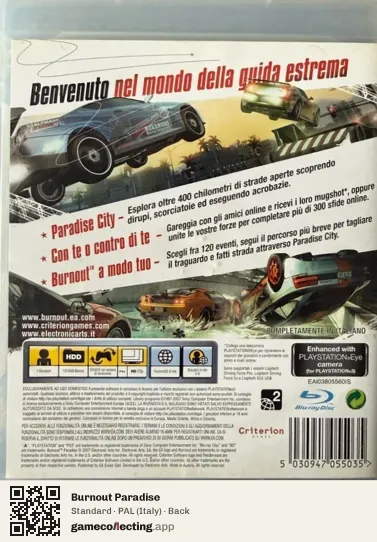 Burnout Paradise PlayStation 3, Italy box back