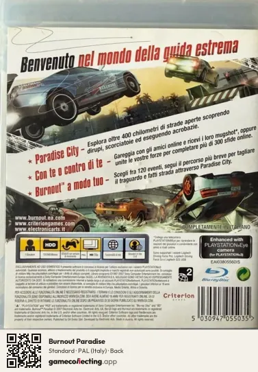 Burnout Paradise PlayStation 3, Italy box back