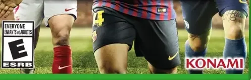 Pro Evolution Soccer 2019, the ESRB box on its front