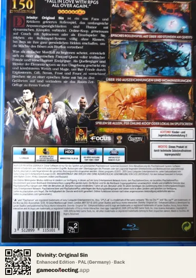 Divinity: Original Sin PlayStation 4, Germany box back