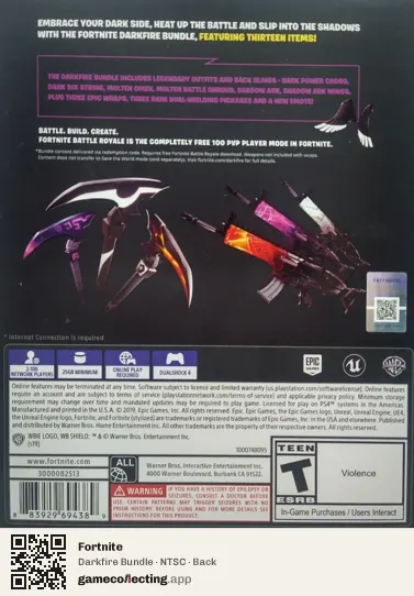 Fortnite PlayStation 4, NTSC box back