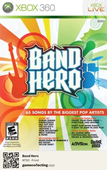 Band Hero Xbox 360, NTSC box front