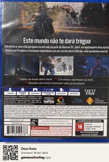 Days Gone PlayStation 4, Brazil box back