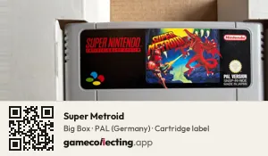 Super Metroid Super Nintendo Entertainment System, PAL cartridge label