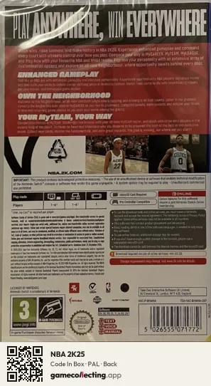 NBA 2K25 Nintendo Switch, PAL box back