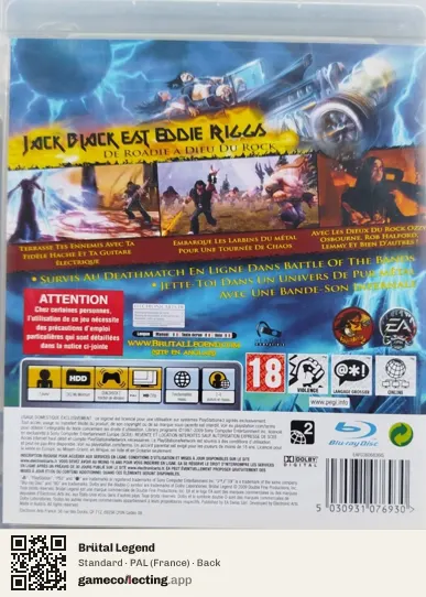 Brütal Legend PlayStation 3, France box back
