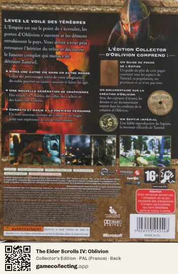 The Elder Scrolls IV: Oblivion Xbox 360, France box back