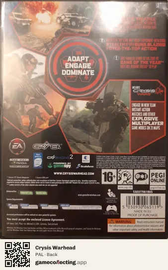 Crysis Warhead Computer, PAL box back