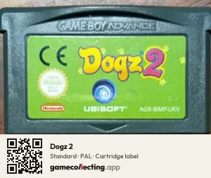 Dogz 2 Game Boy Advance, PAL cartridge label