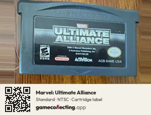 Marvel: Ultimate Alliance Game Boy Advance, NTSC cartridge label