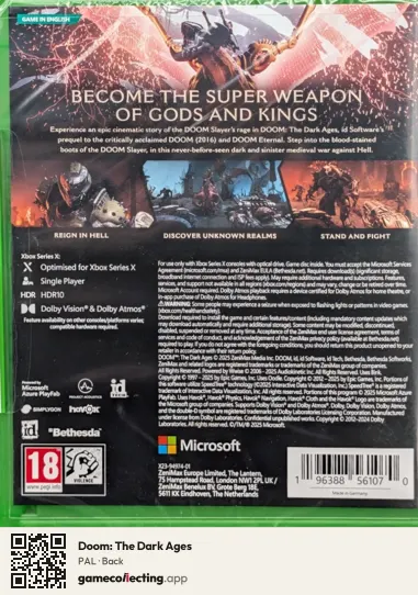 Doom: The Dark Ages Xbox Series X, PAL box back