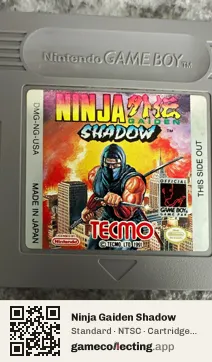 Ninja Gaiden Shadow Game Boy, NTSC cartridge label