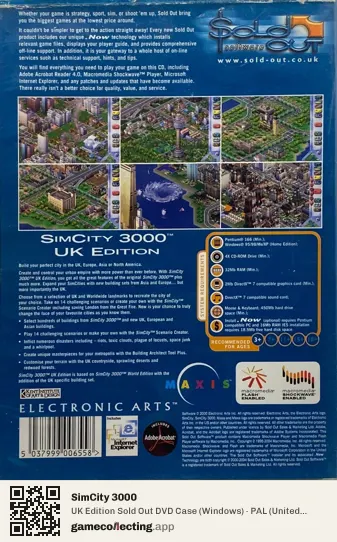 SimCity 3000 Computer, United Kingdom box back