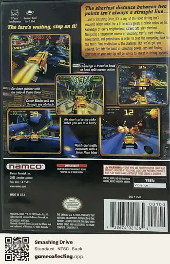 Smashing Drive Nintendo GameCube, NTSC box back