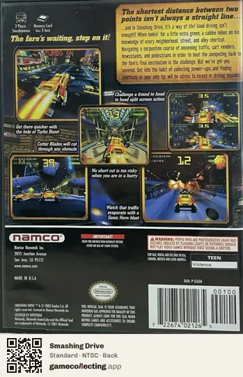 Smashing Drive Nintendo GameCube, NTSC box back