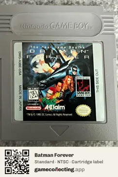 Batman Forever Game Boy, NTSC cartridge label