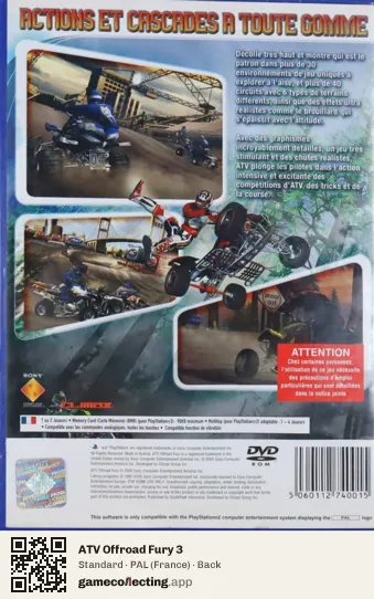 ATV Offroad Fury 3 PlayStation 2, France box back